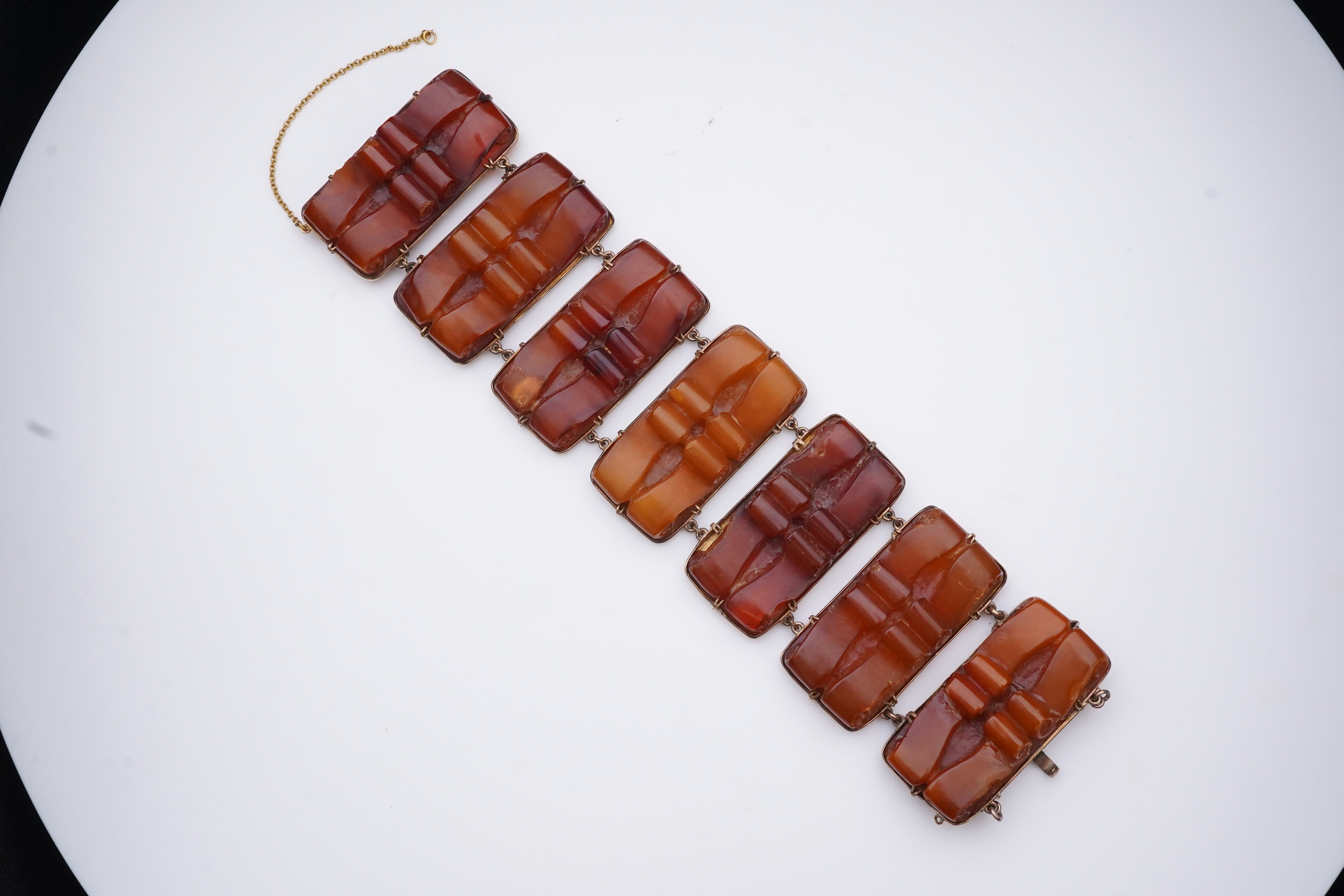 A gold and amber bracelet